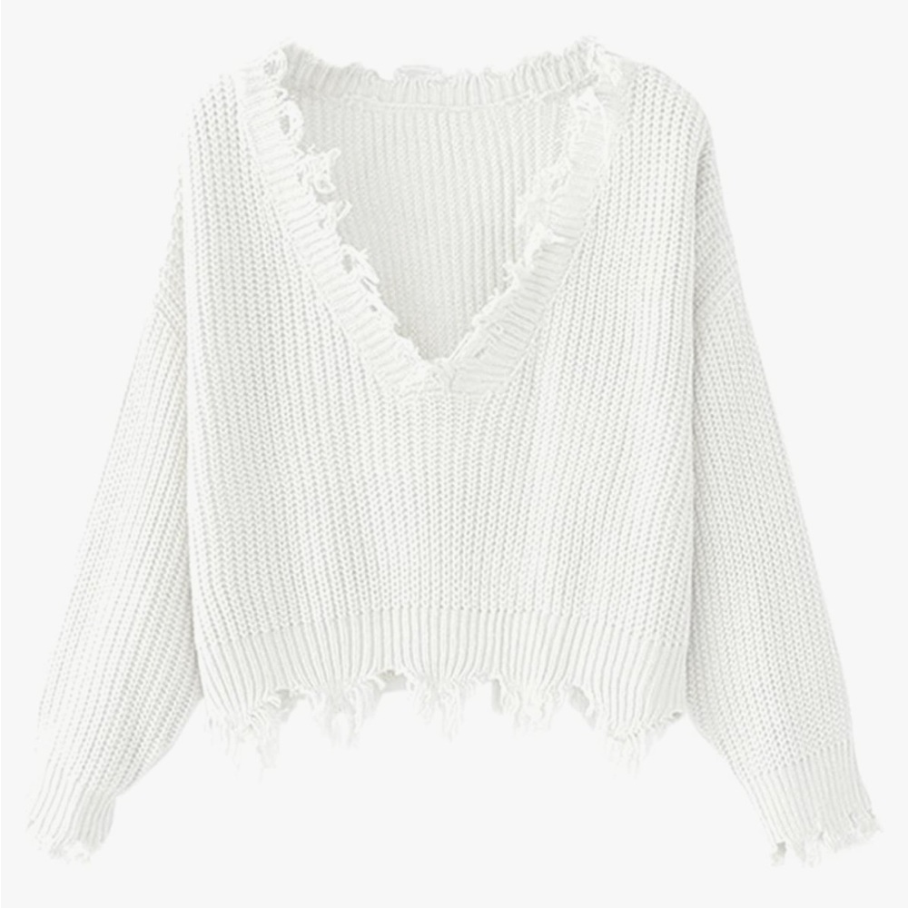 VICI Women's Long Sleeve V-Neck Knit Sweater Crop